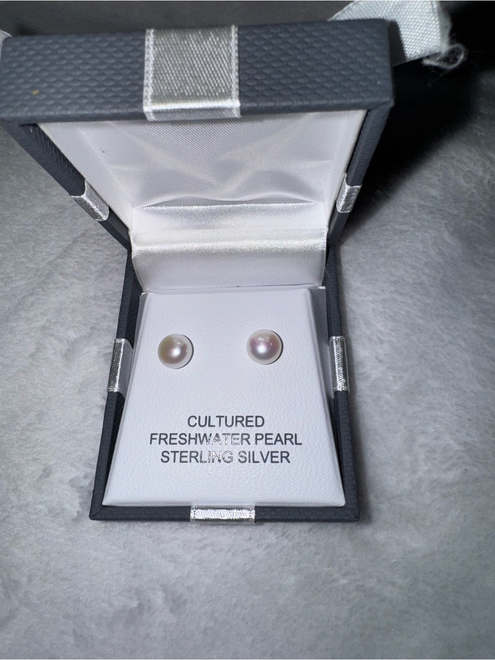 Cultured Freshwater Pearl Sterling Silver Stud Earrings - White Pearlescent